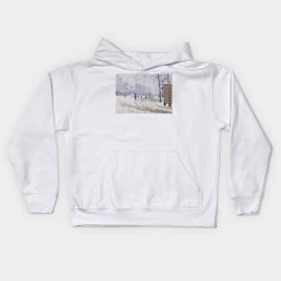 Snow, Boulevard de Clichy, Paris by Paul Signac Kids Hoodie